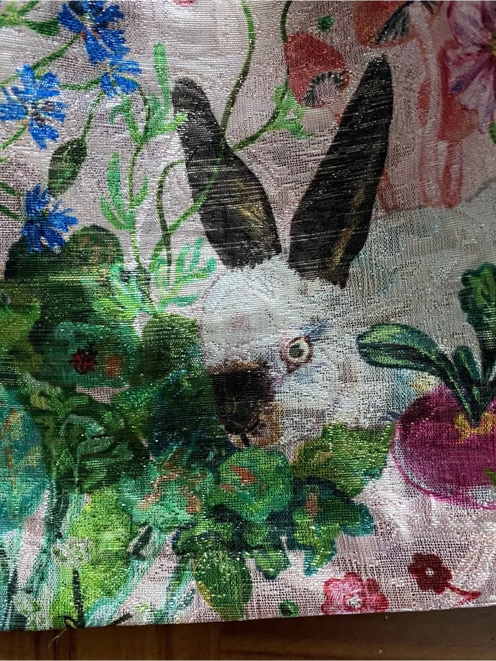 Nathalie Lété x H&M Jacquard Weave Metallic Shimmer Dress Girls 5/6 Cats Rabbits